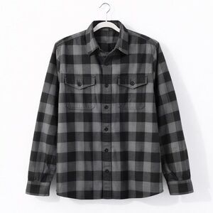 Classic Checkered Long Sleeve Shirt - Black and Gray